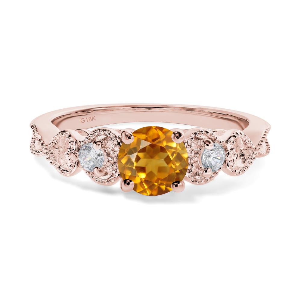 Citrine Vintage Style Engagement Ring - LUO Jewelry #metal_18k rose gold