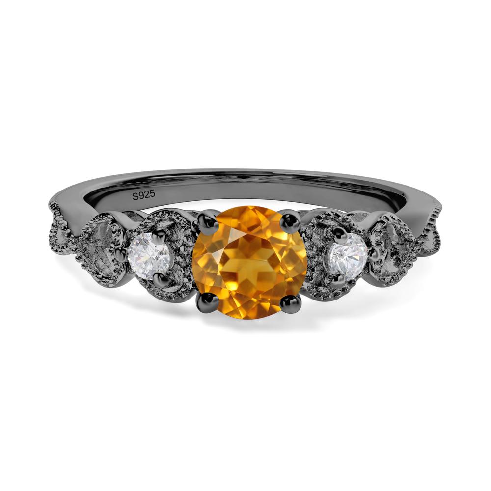 Citrine Vintage Style Engagement Ring - LUO Jewelry #metal_black finish sterling silver