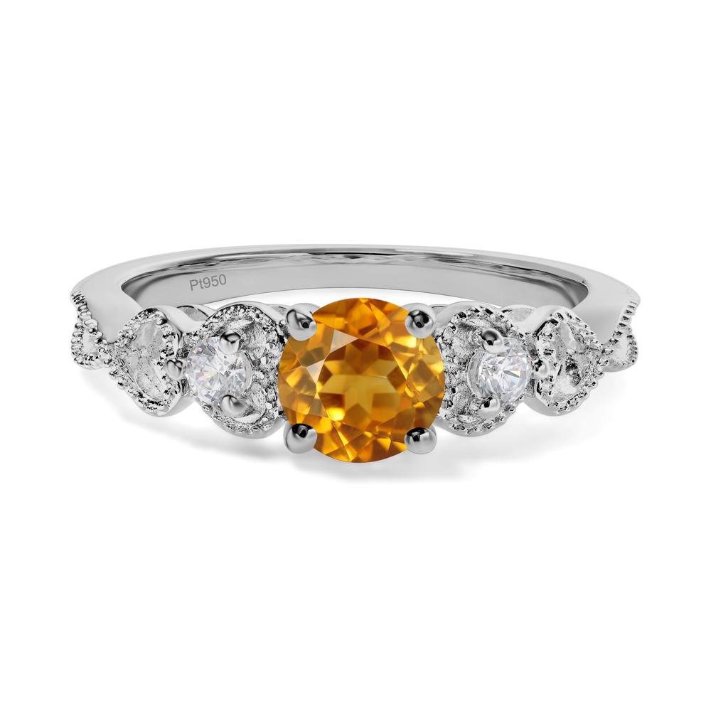 Citrine Vintage Style Engagement Ring - LUO Jewelry #metal_platinum