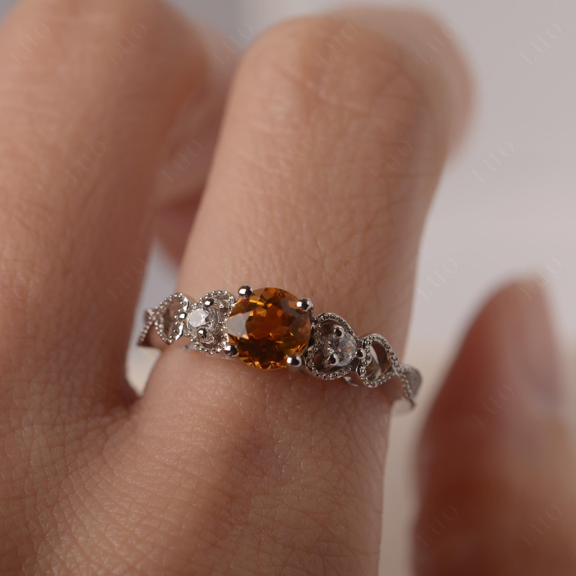 Citrine Vintage Style Engagement Ring - LUO Jewelry