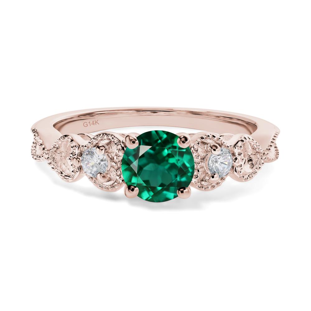 Emerald Vintage Style Engagement Ring - LUO Jewelry #metal_14k rose gold