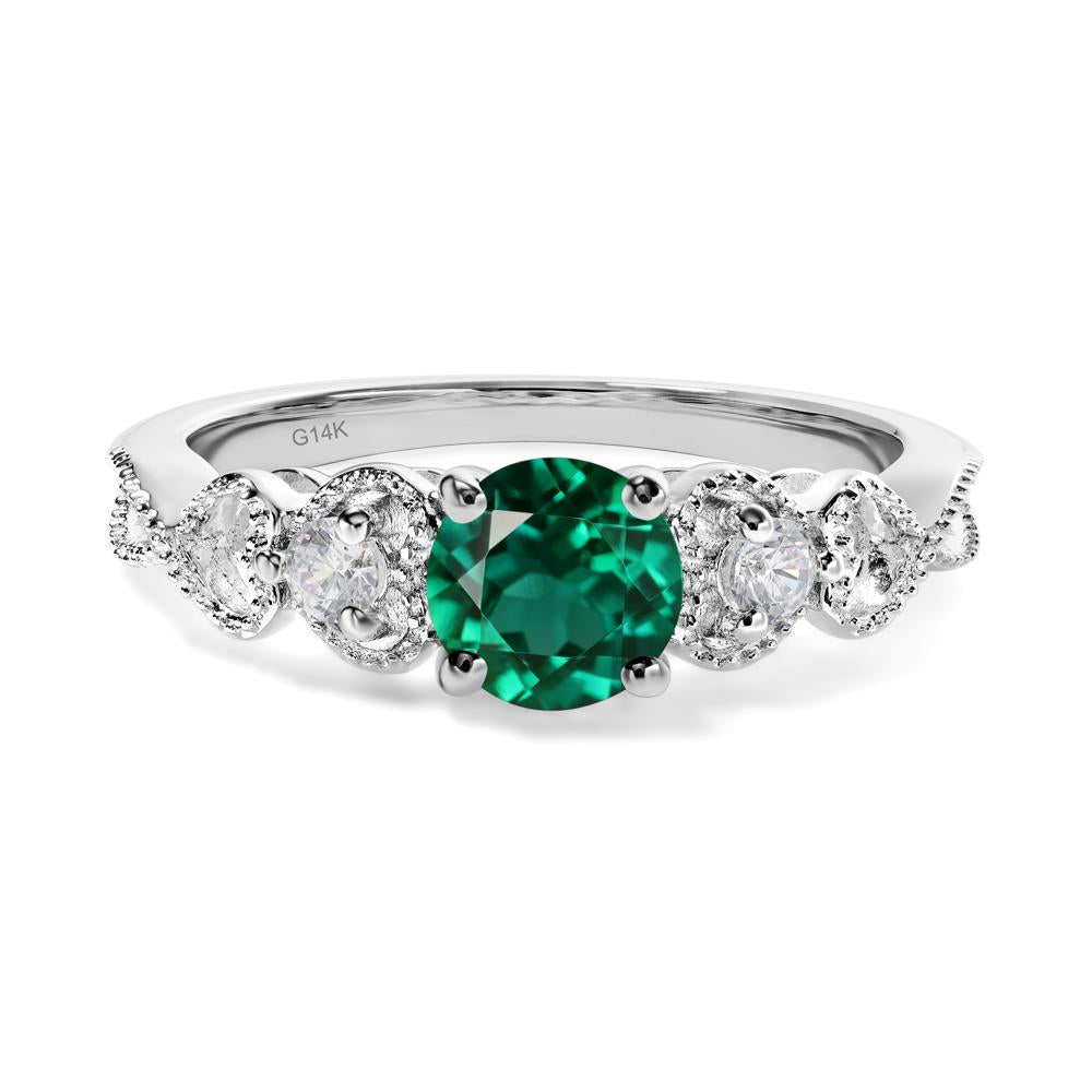 Emerald Vintage Style Engagement Ring - LUO Jewelry #metal_14k white gold