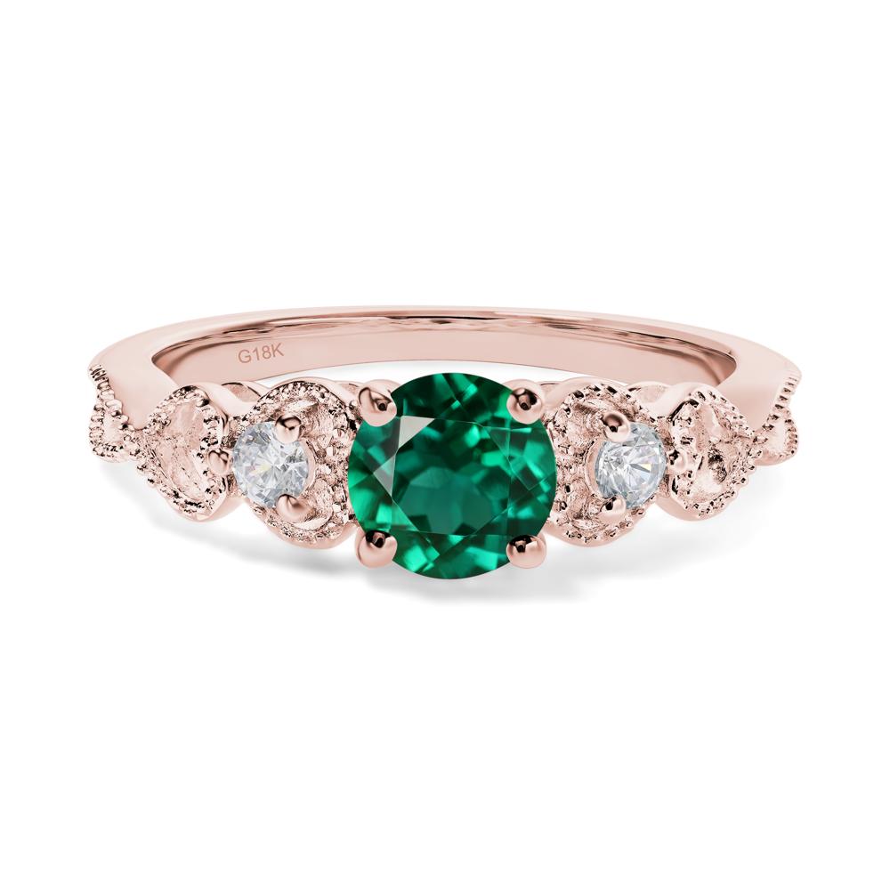 Emerald Vintage Style Engagement Ring - LUO Jewelry #metal_18k rose gold