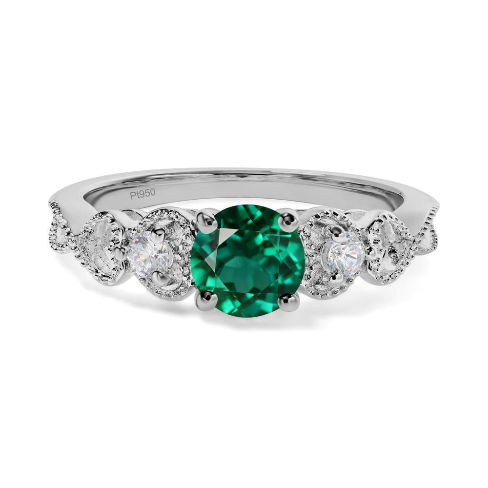 Emerald Vintage Style Engagement Ring - LUO Jewelry #metal_platinum