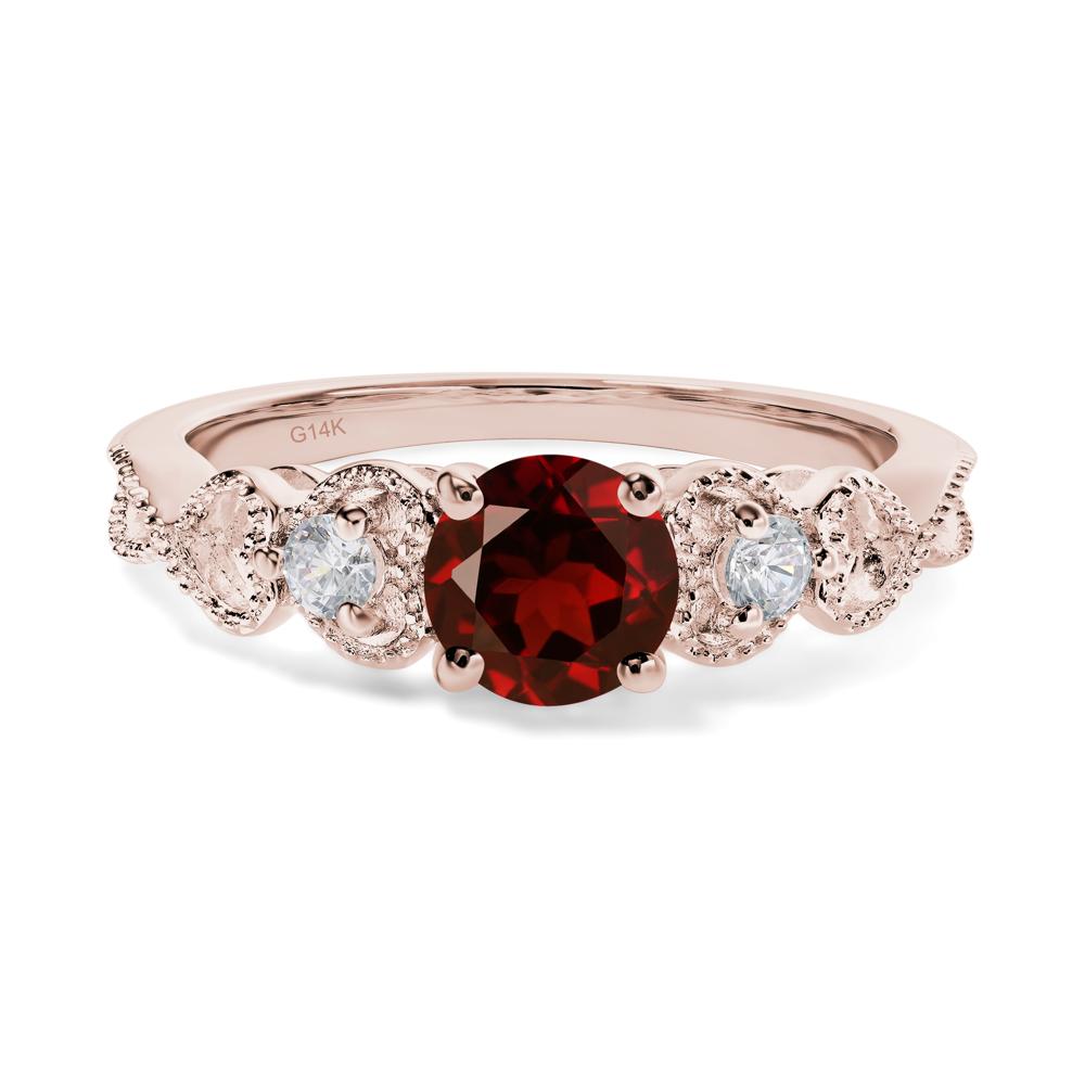 Garnet Vintage Style Engagement Ring - LUO Jewelry #metal_14k rose gold