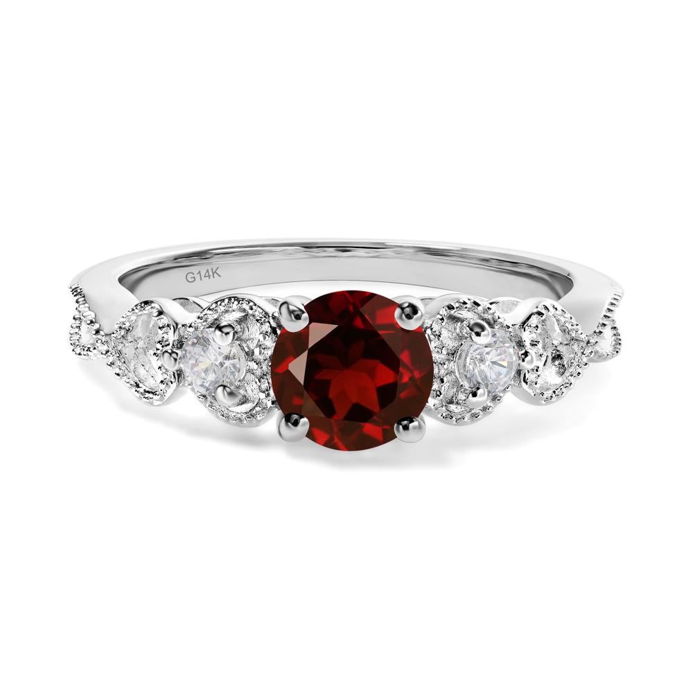 Garnet Vintage Style Engagement Ring - LUO Jewelry #metal_14k white gold