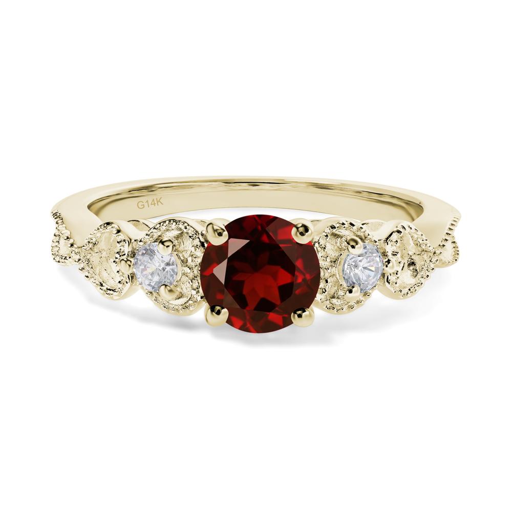 Garnet Vintage Style Engagement Ring - LUO Jewelry #metal_14k yellow gold