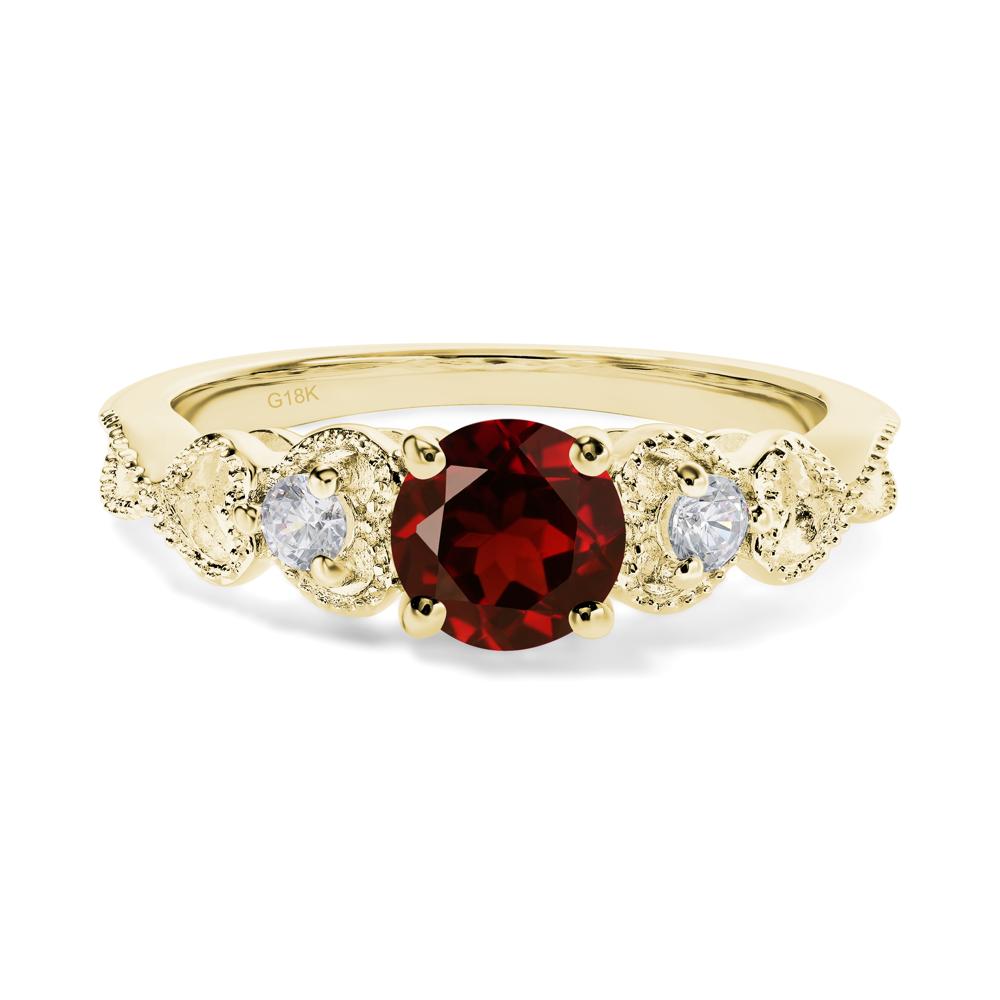 Garnet Vintage Style Engagement Ring - LUO Jewelry #metal_18k yellow gold