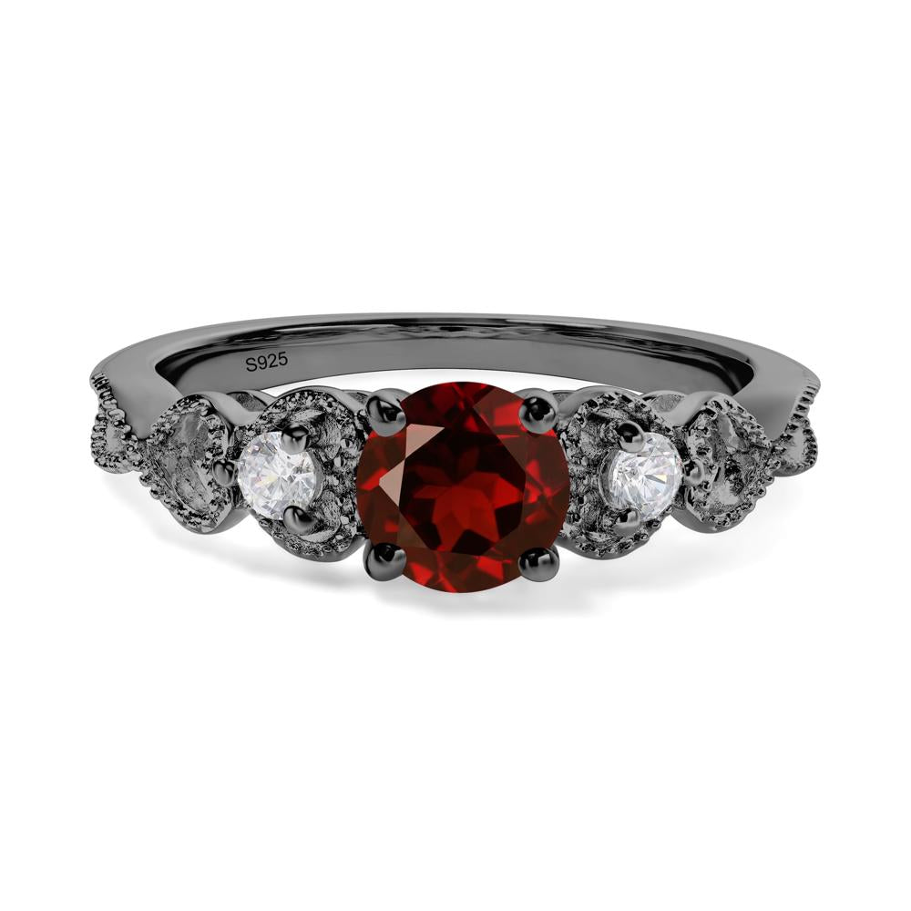 Garnet Vintage Style Engagement Ring - LUO Jewelry #metal_black finish sterling silver