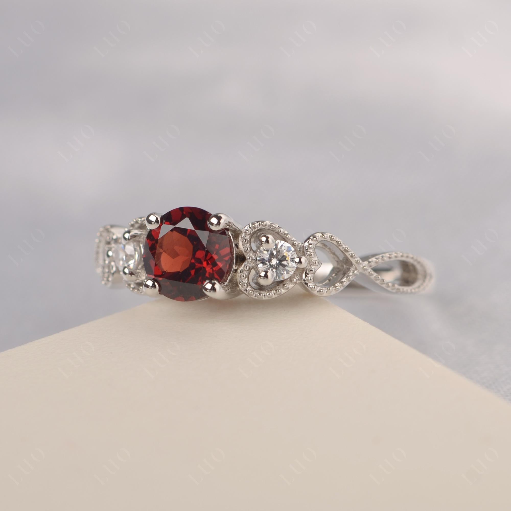 Garnet Vintage Style Engagement Ring - LUO Jewelry