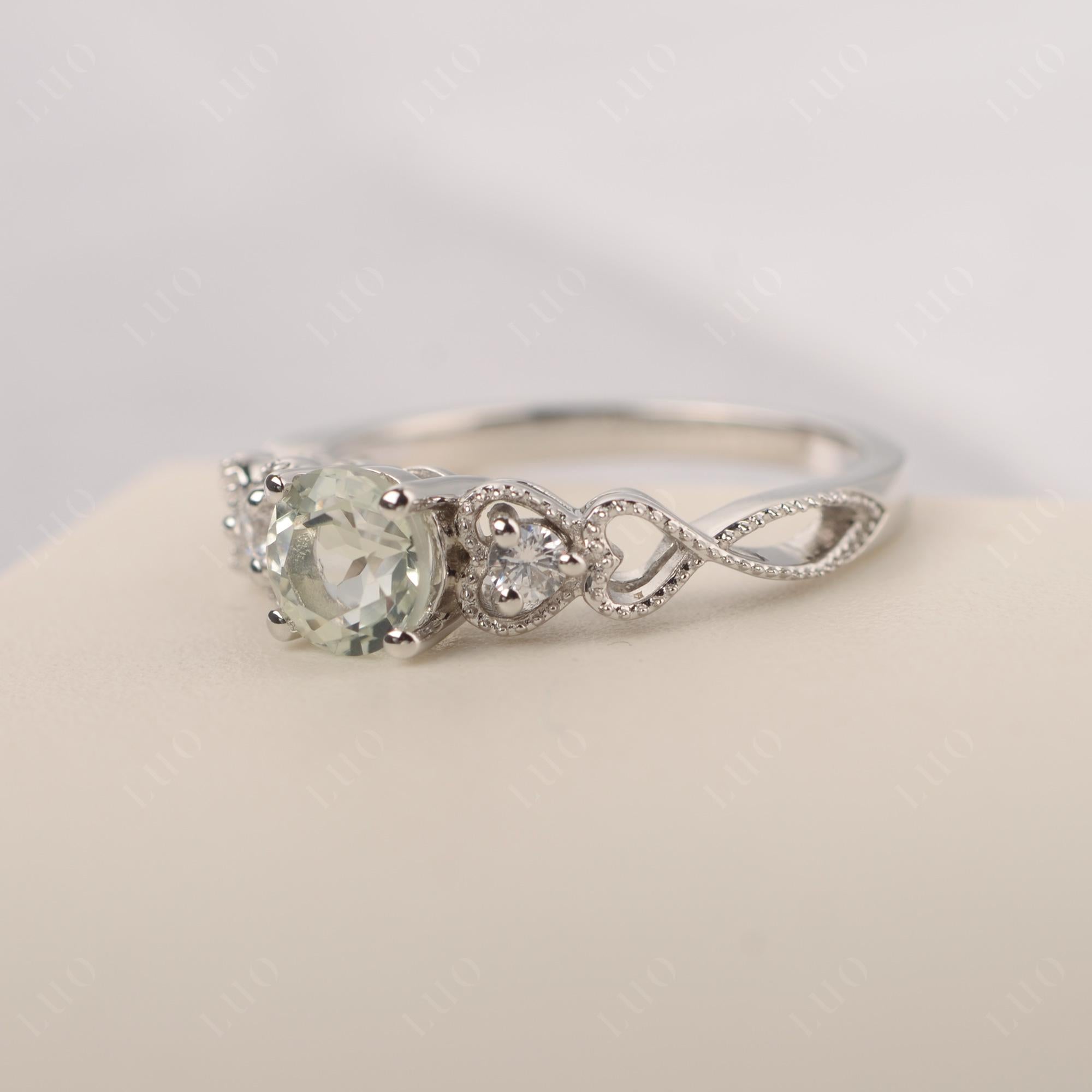 Green Amethyst Vintage Style Engagement Ring - LUO Jewelry