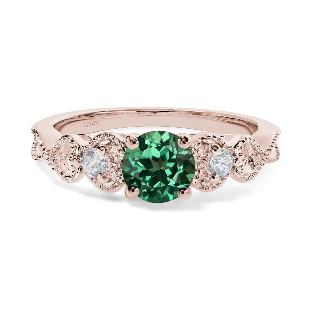 Lab Created Green Sapphire Vintage Style Engagement Ring - LUO Jewelry #metal_14k rose gold