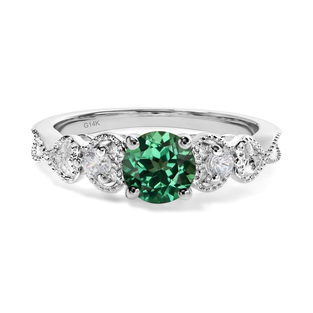 Lab Created Green Sapphire Vintage Style Engagement Ring - LUO Jewelry #metal_14k white gold