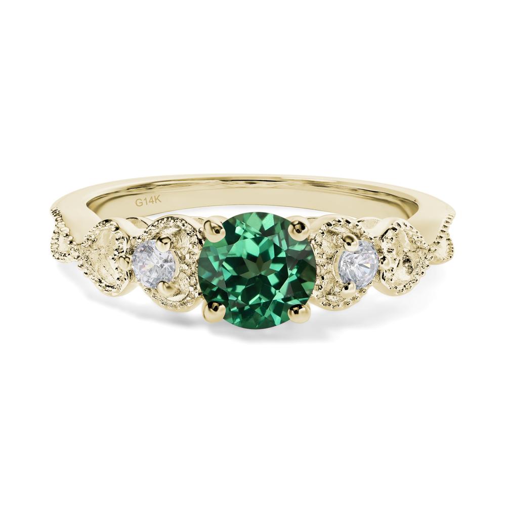 Lab Created Green Sapphire Vintage Style Engagement Ring - LUO Jewelry #metal_14k yellow gold