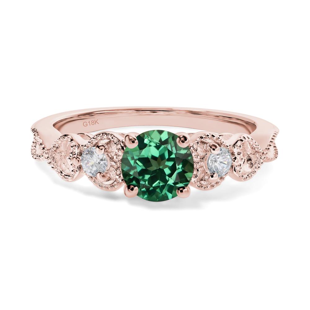Lab Created Green Sapphire Vintage Style Engagement Ring - LUO Jewelry #metal_18k rose gold