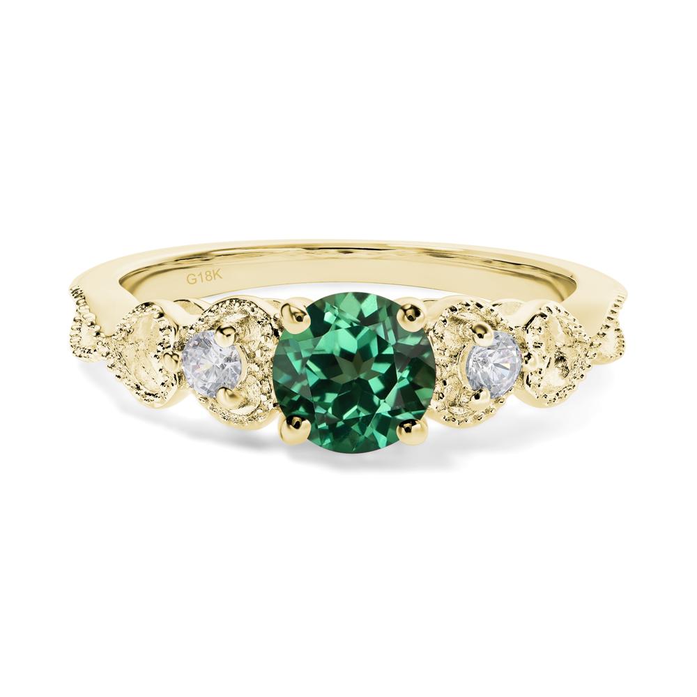 Lab Created Green Sapphire Vintage Style Engagement Ring - LUO Jewelry #metal_18k yellow gold