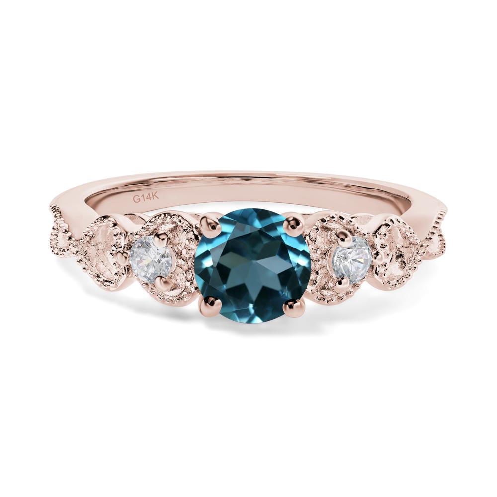 London Blue Topaz Vintage Style Engagement Ring - LUO Jewelry #metal_14k rose gold
