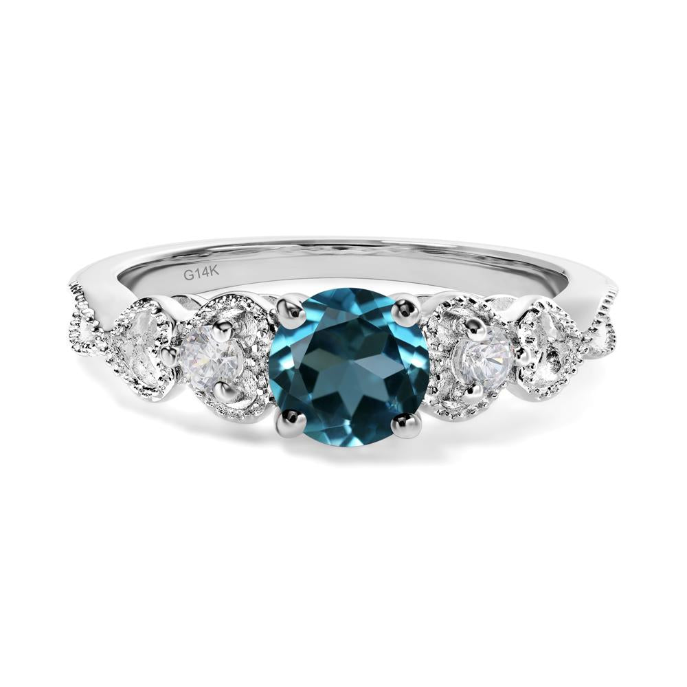 London Blue Topaz Vintage Style Engagement Ring - LUO Jewelry #metal_14k white gold