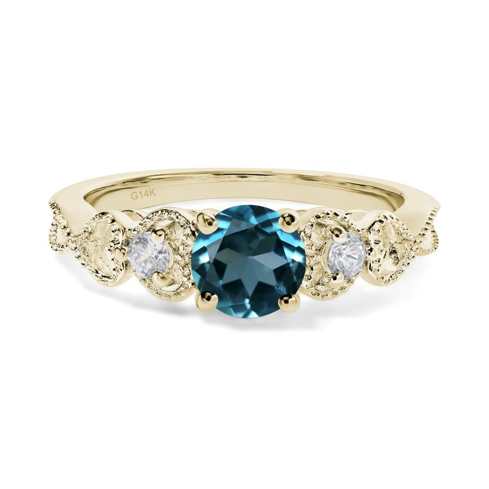 London Blue Topaz Vintage Style Engagement Ring - LUO Jewelry #metal_14k yellow gold