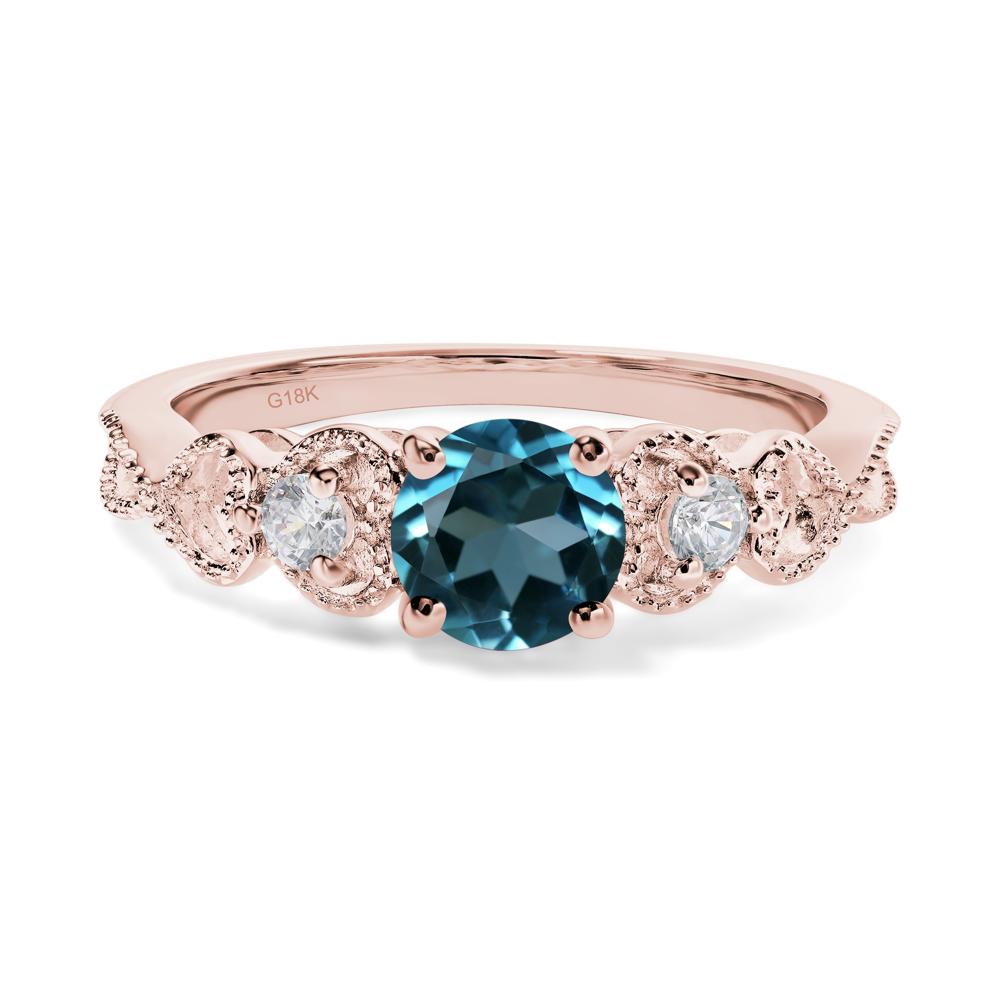 London Blue Topaz Vintage Style Engagement Ring - LUO Jewelry #metal_18k rose gold