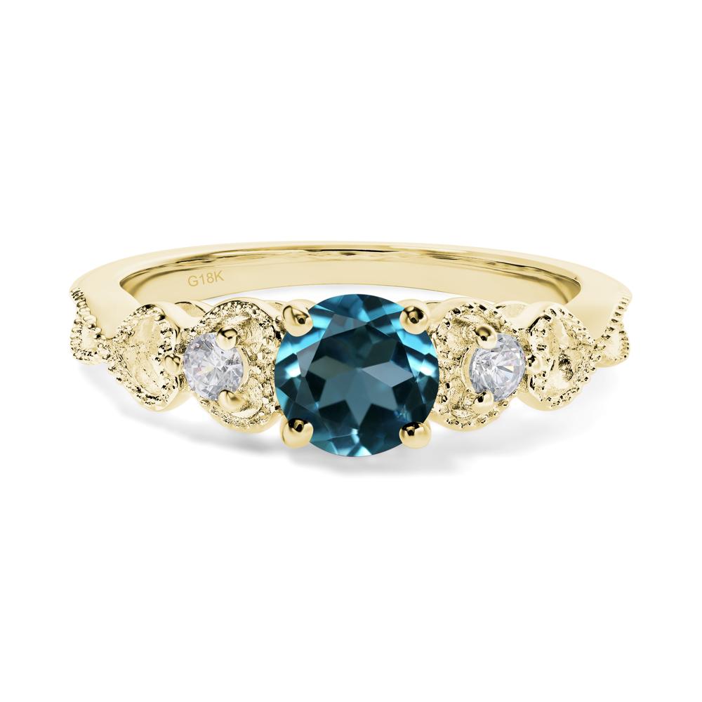 London Blue Topaz Vintage Style Engagement Ring - LUO Jewelry #metal_18k yellow gold