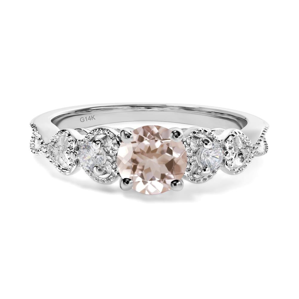 Morganite Vintage Style Engagement Ring - LUO Jewelry #metal_14k white gold
