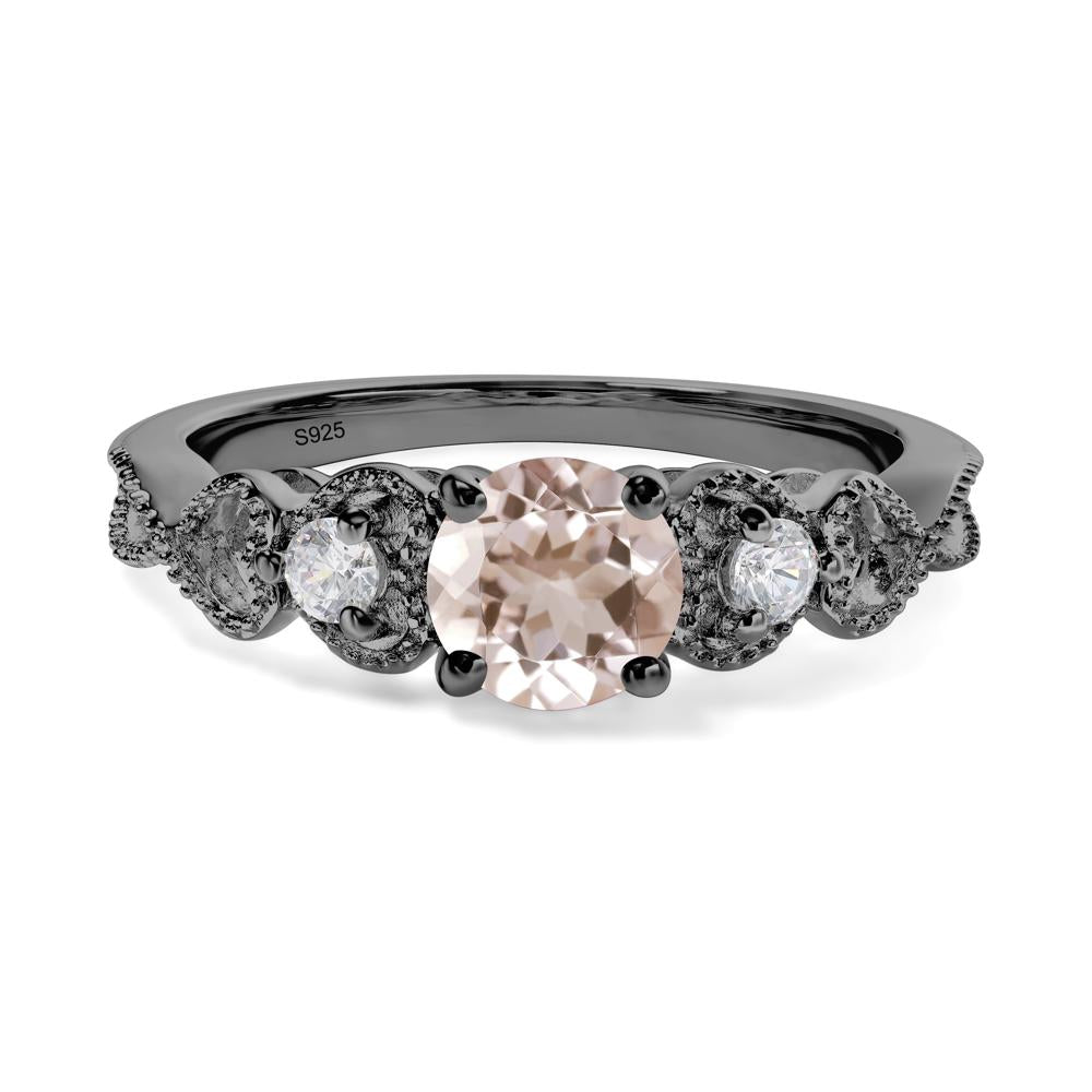 Morganite Vintage Style Engagement Ring - LUO Jewelry #metal_black finish sterling silver