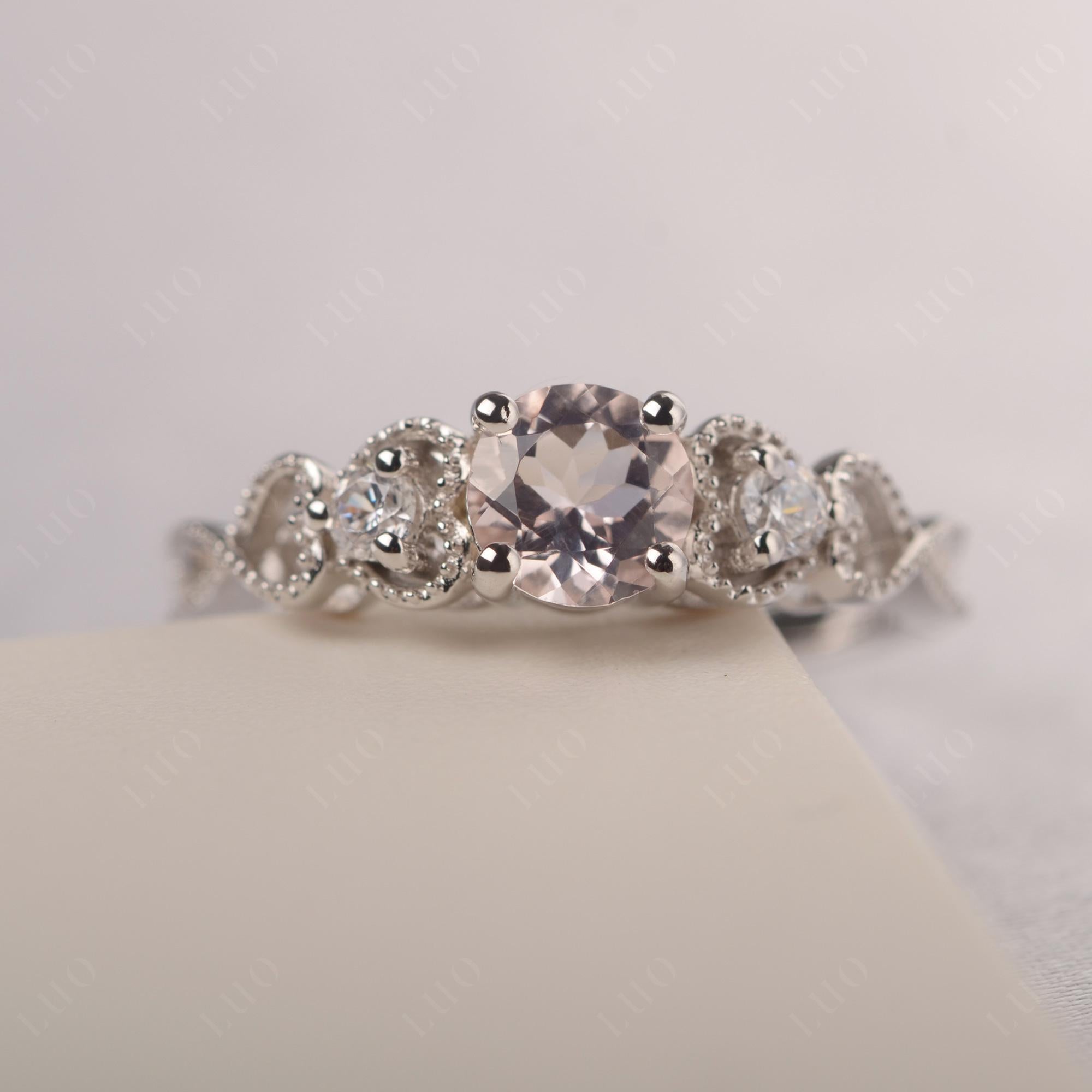Morganite Vintage Style Engagement Ring - LUO Jewelry