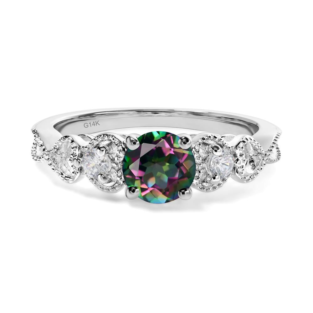 Mystic Topaz Vintage Style Engagement Ring - LUO Jewelry #metal_14k white gold