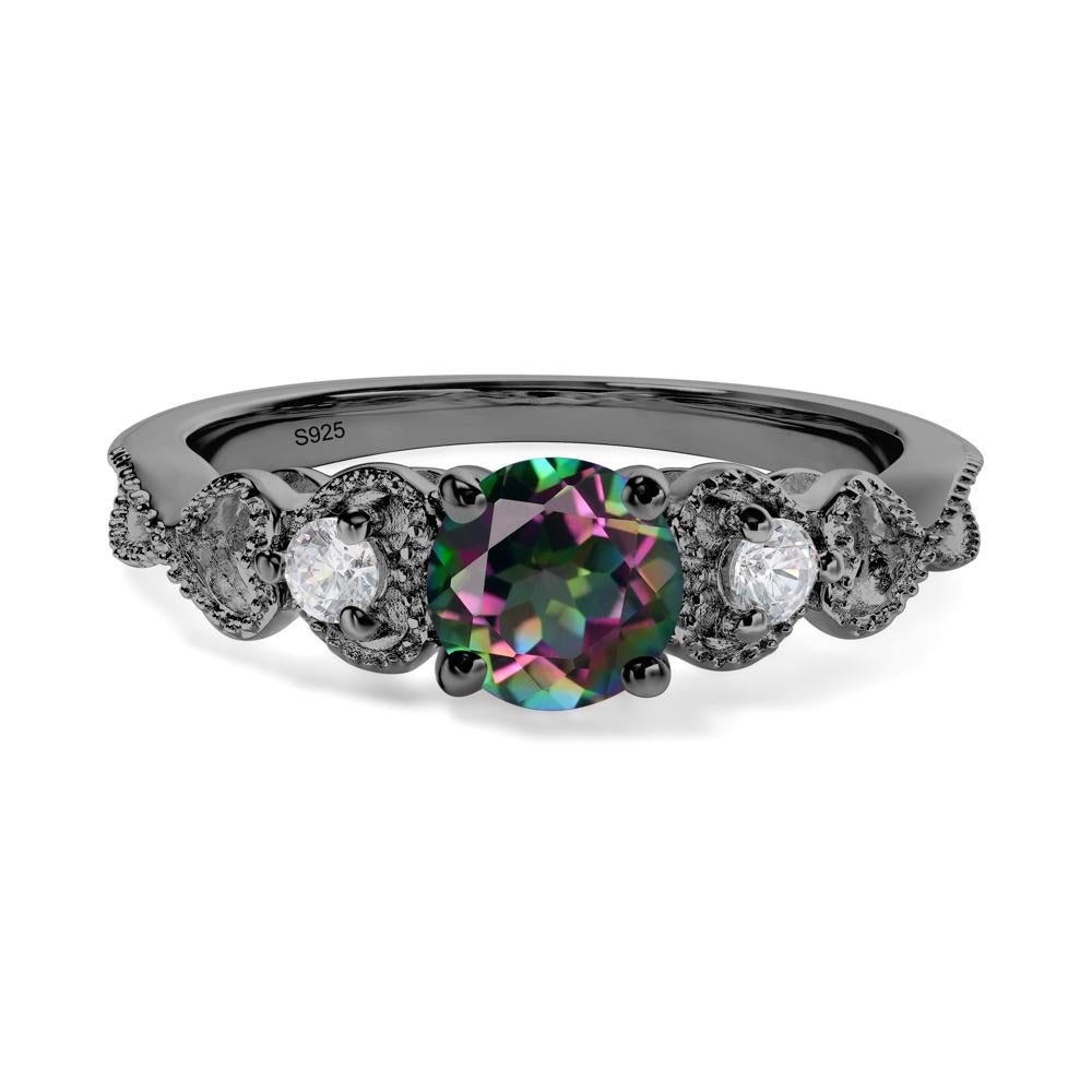 Mystic Topaz Vintage Style Engagement Ring - LUO Jewelry #metal_black finish sterling silver