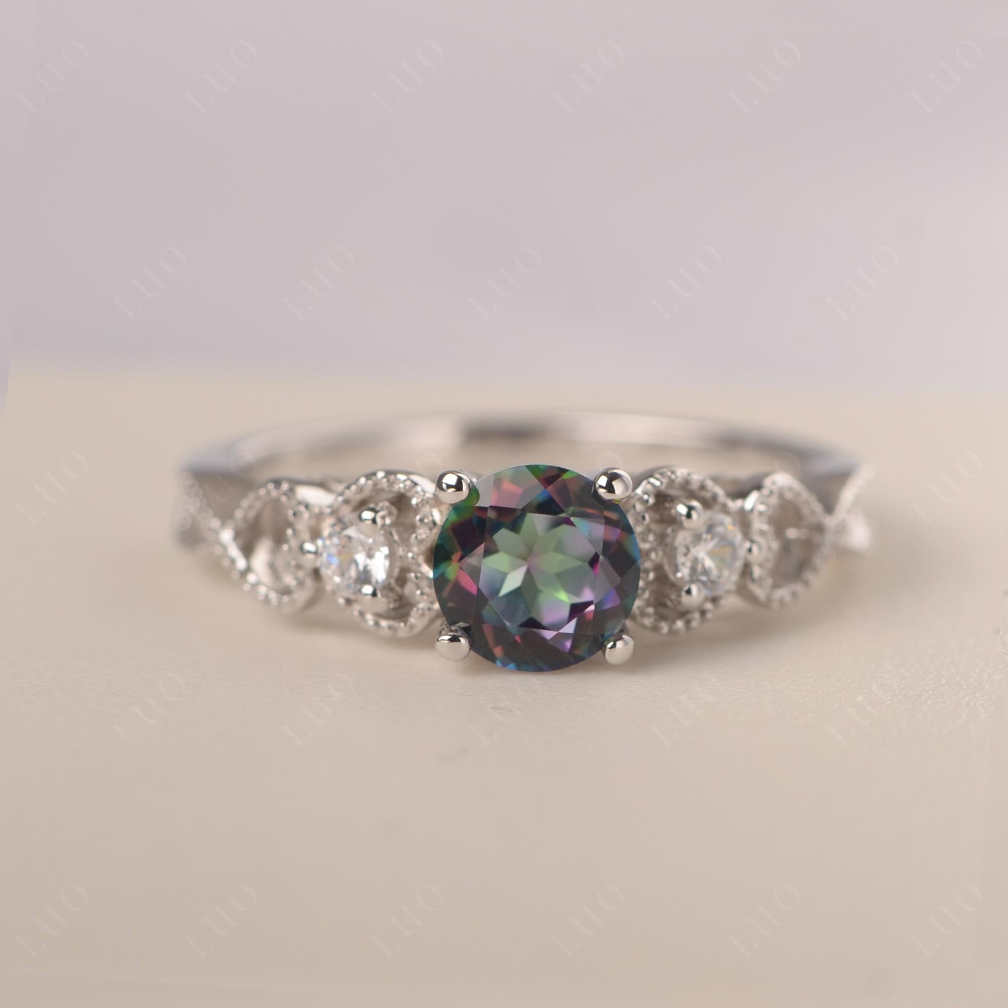 Mystic Topaz Vintage Style Engagement Ring - LUO Jewelry