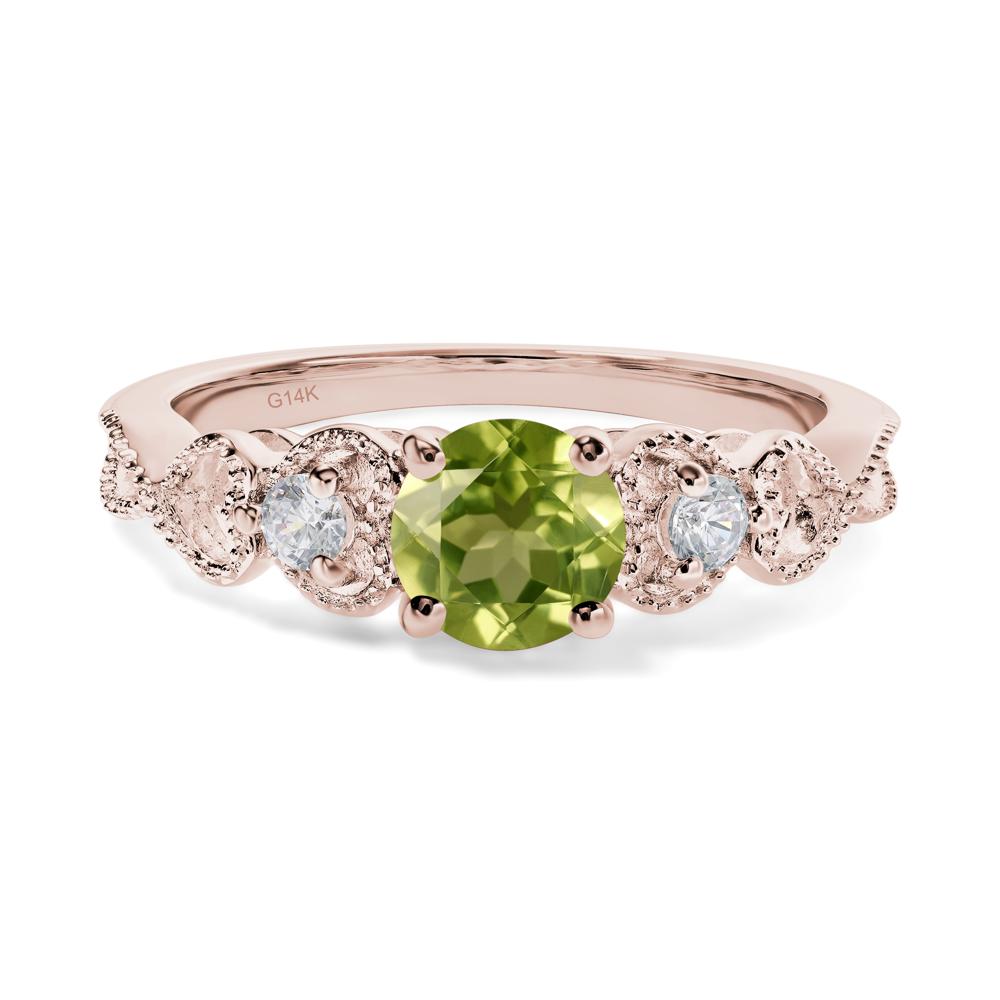 Peridot Vintage Style Engagement Ring - LUO Jewelry #metal_14k rose gold