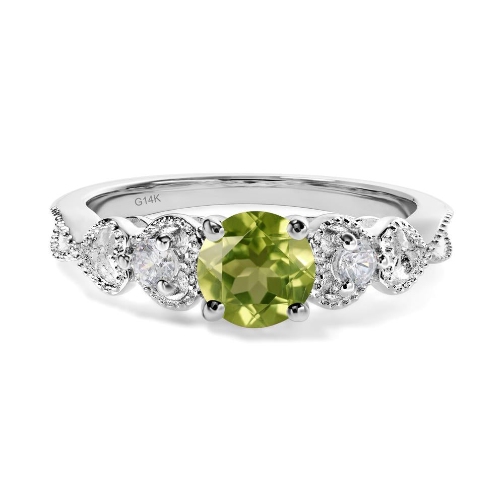 Peridot Vintage Style Engagement Ring - LUO Jewelry #metal_14k white gold