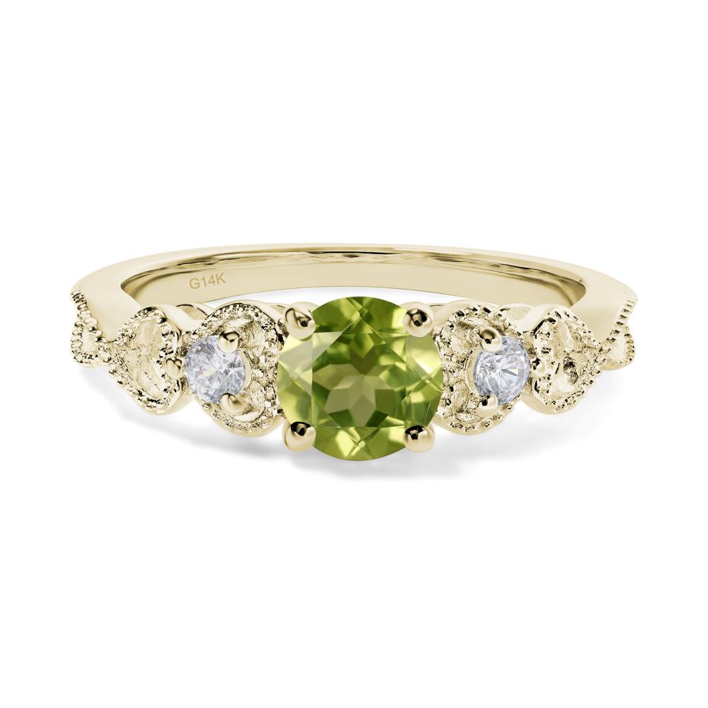 Peridot Vintage Style Engagement Ring - LUO Jewelry #metal_14k yellow gold
