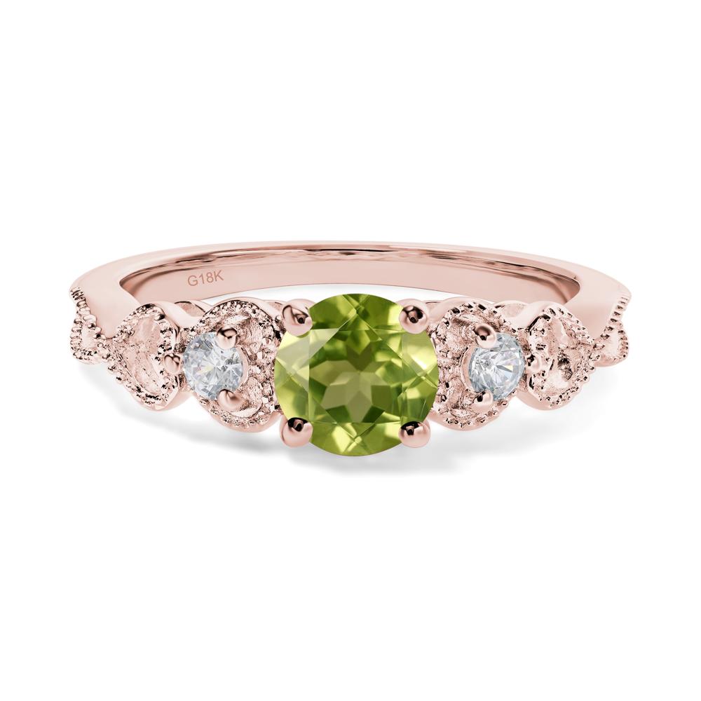 Peridot Vintage Style Engagement Ring - LUO Jewelry #metal_18k rose gold