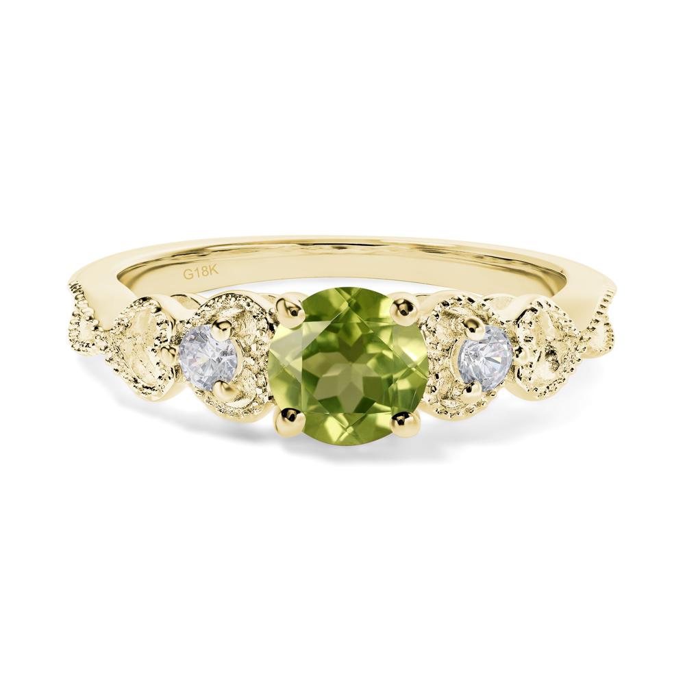 Peridot Vintage Style Engagement Ring - LUO Jewelry #metal_18k yellow gold