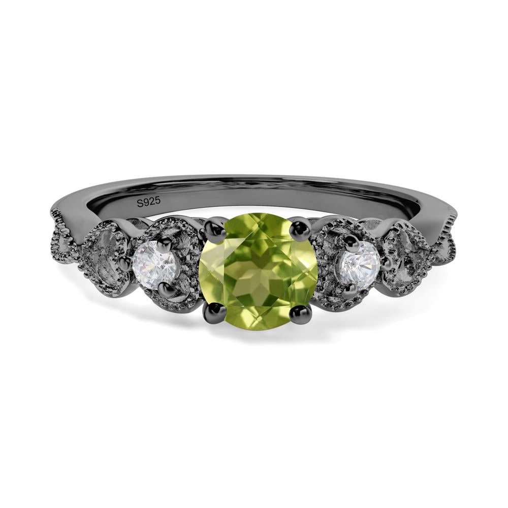 Peridot Vintage Style Engagement Ring - LUO Jewelry #metal_black finish sterling silver