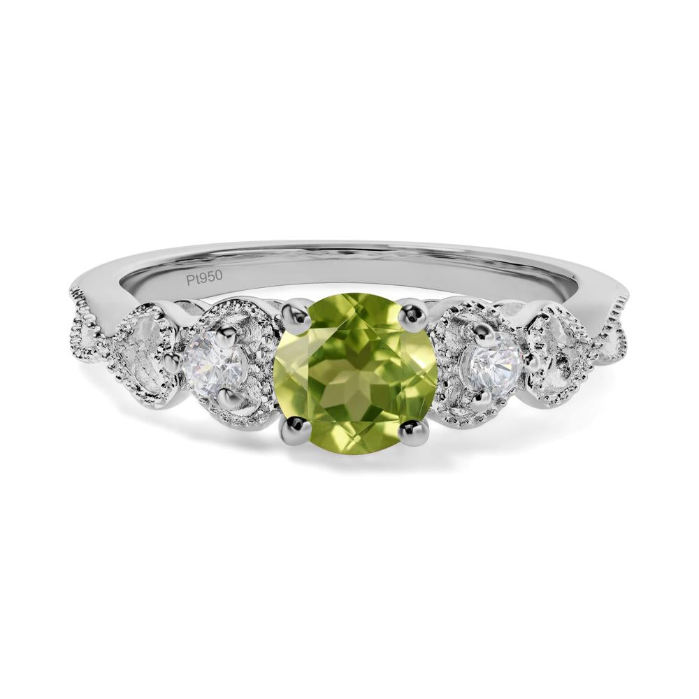 Peridot Vintage Style Engagement Ring - LUO Jewelry #metal_platinum