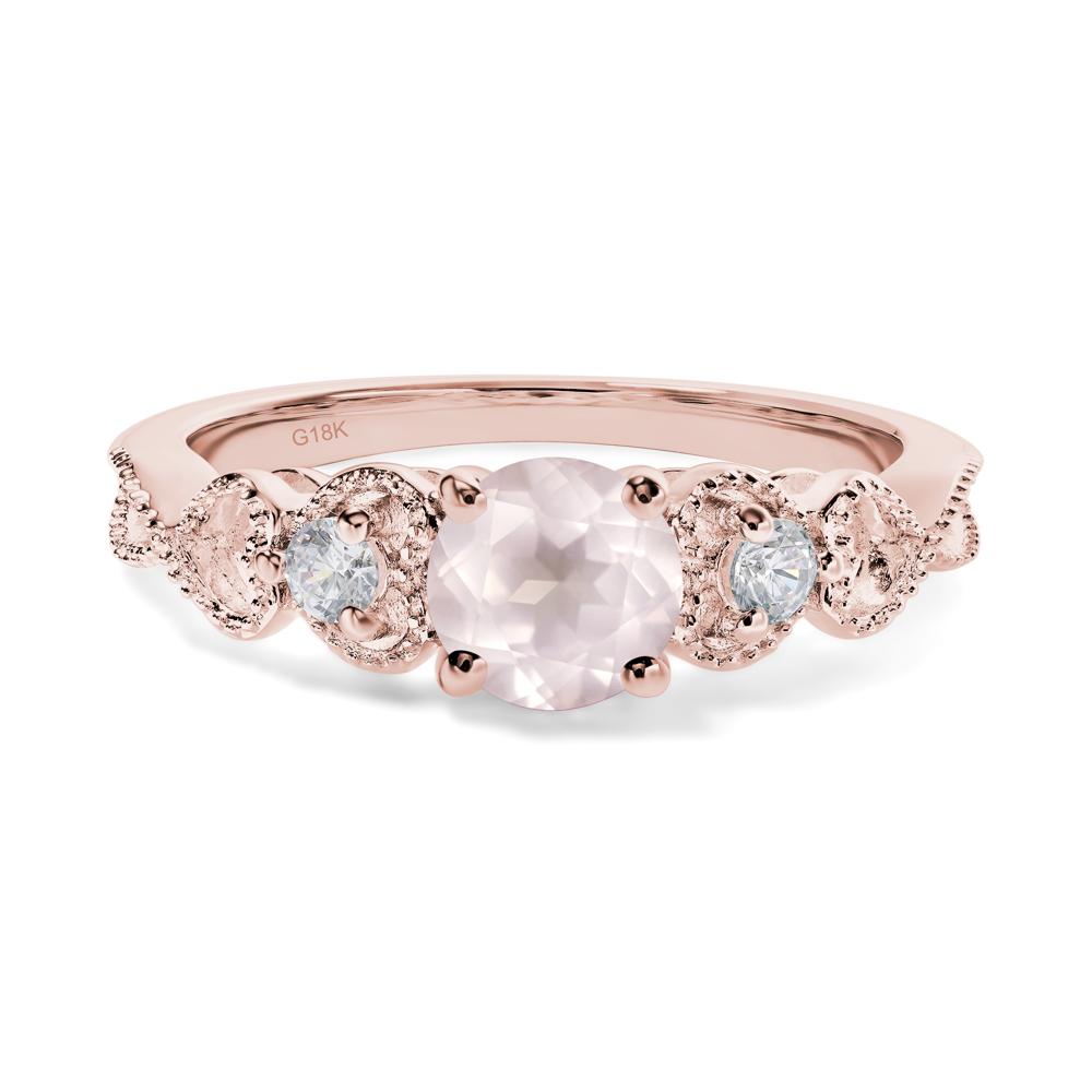 Rose Quartz Vintage Style Engagement Ring - LUO Jewelry #metal_18k rose gold