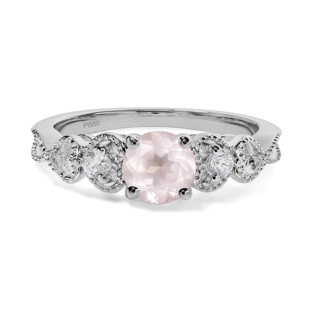 Rose Quartz Vintage Style Engagement Ring - LUO Jewelry #metal_platinum