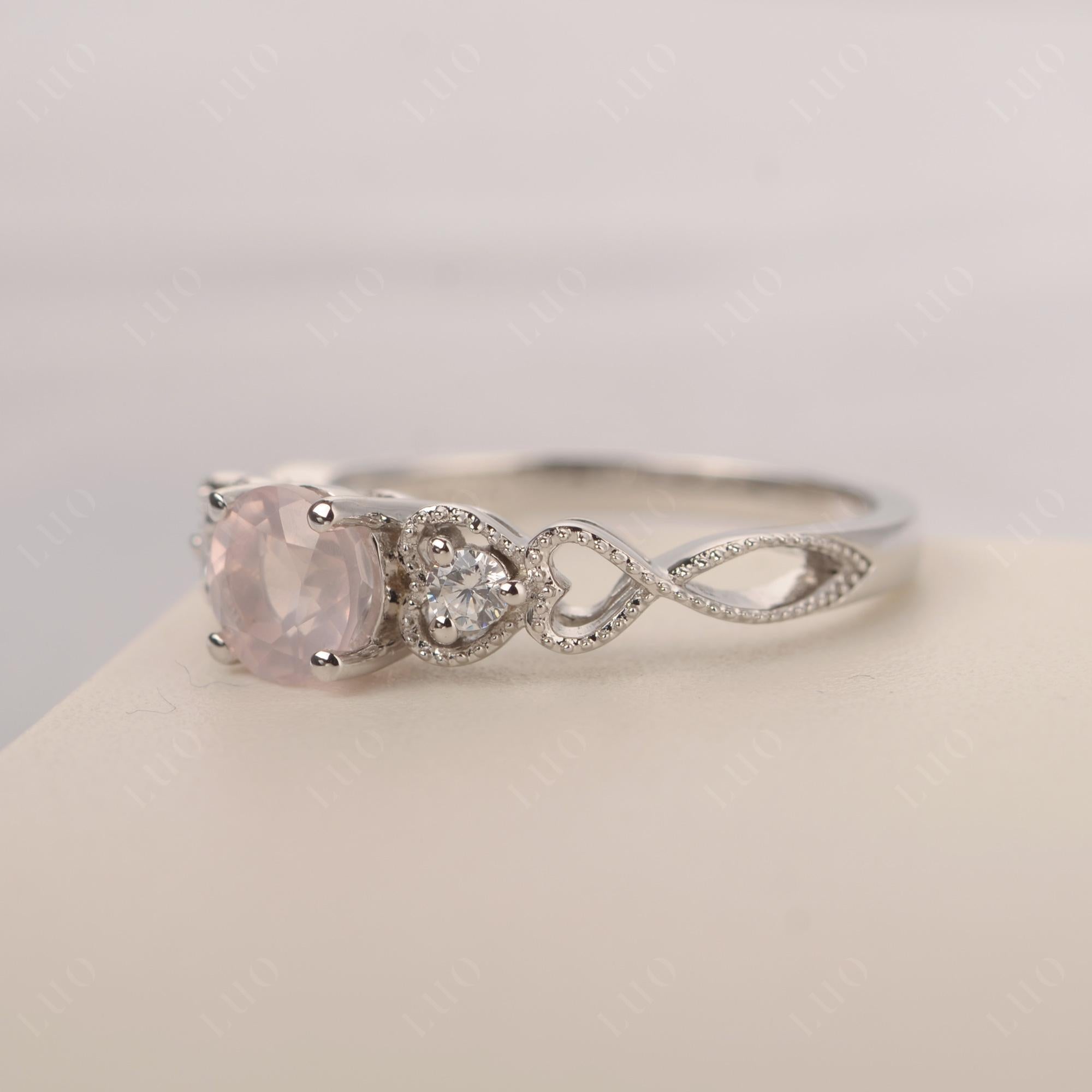 Rose Quartz Vintage Style Engagement Ring - LUO Jewelry