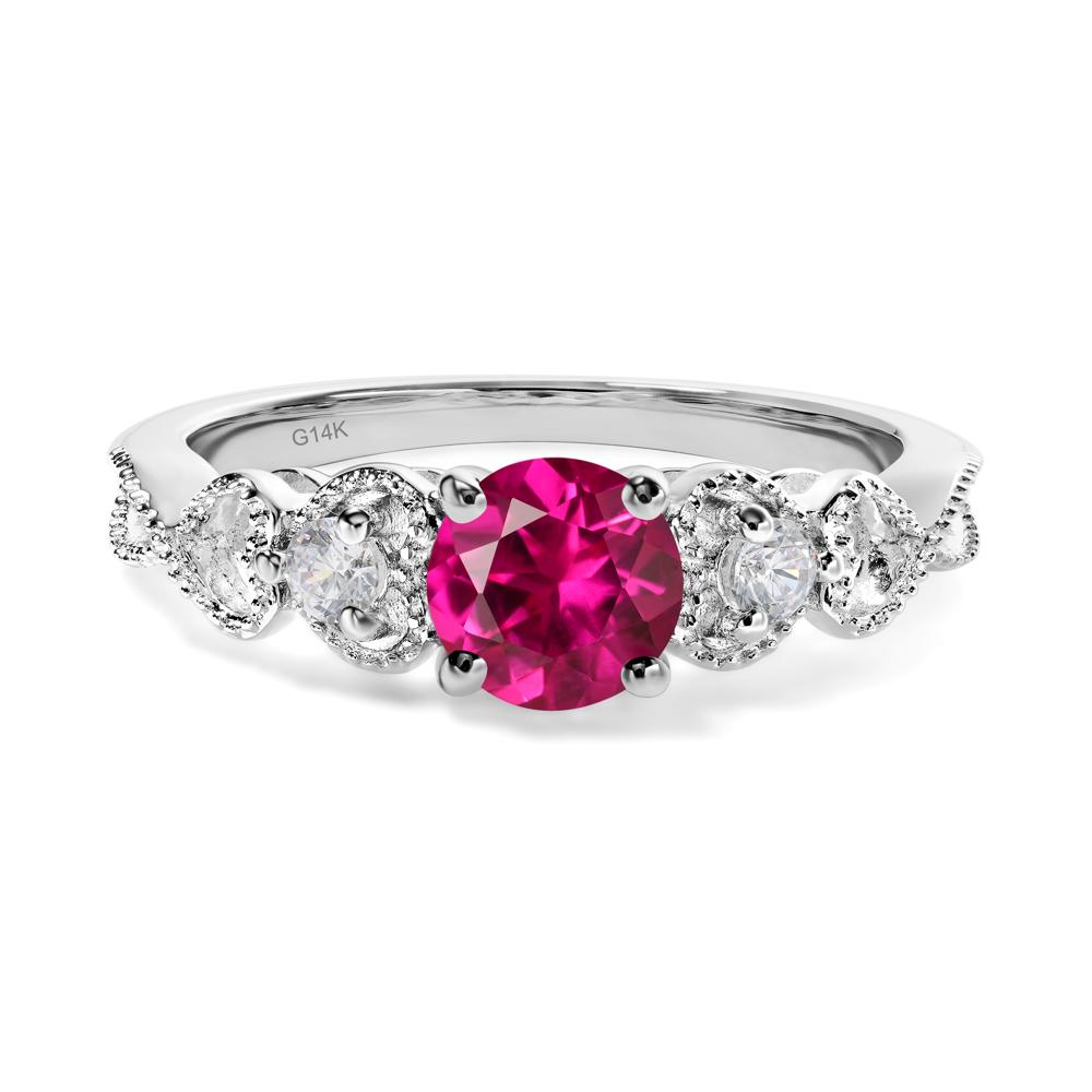 Ruby Vintage Style Engagement Ring - LUO Jewelry #metal_14k white gold