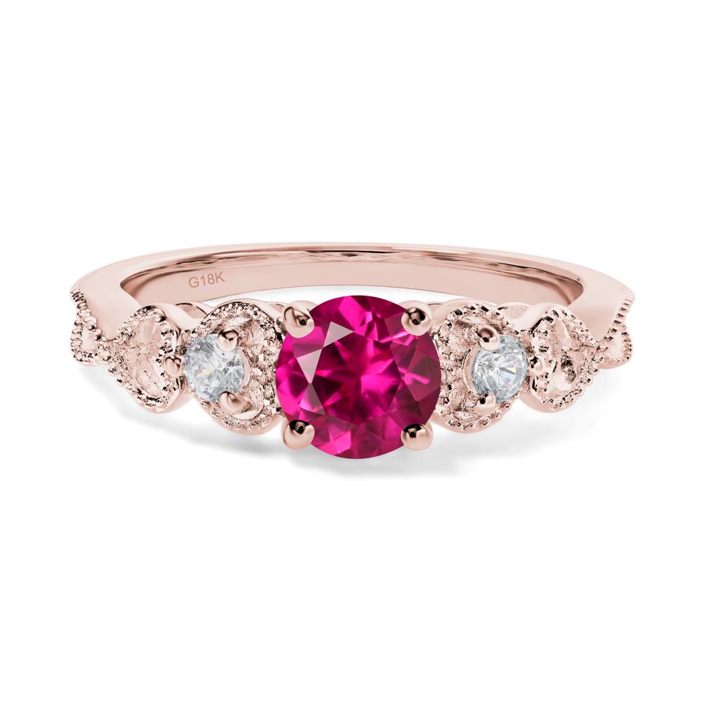 Ruby Vintage Style Engagement Ring - LUO Jewelry #metal_18k rose gold