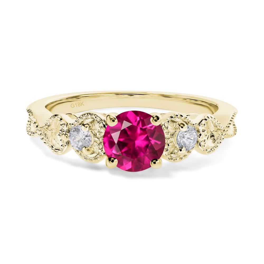 Ruby Vintage Style Engagement Ring - LUO Jewelry #metal_18k yellow gold