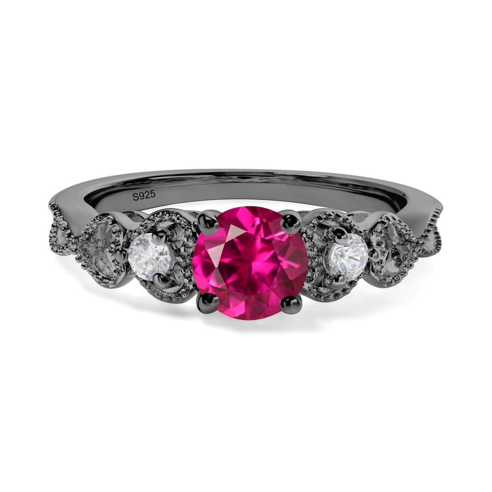 Ruby Vintage Style Engagement Ring - LUO Jewelry #metal_black finish sterling silver