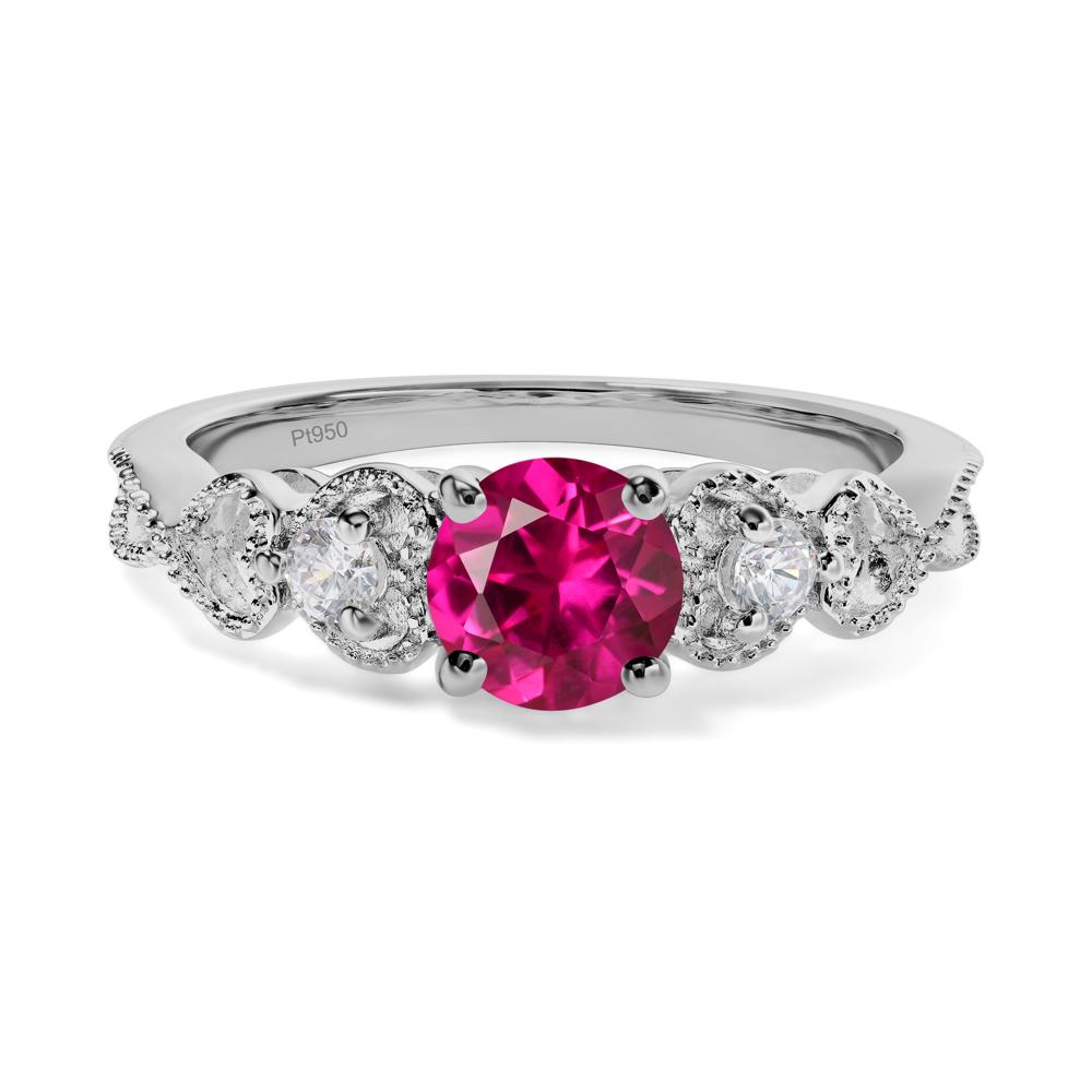Ruby Vintage Style Engagement Ring - LUO Jewelry #metal_platinum
