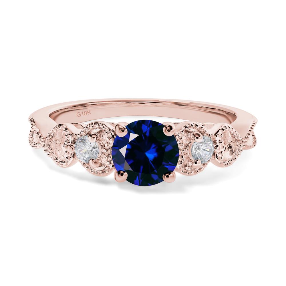 Lab Sapphire Vintage Style Engagement Ring - LUO Jewelry #metal_18k rose gold
