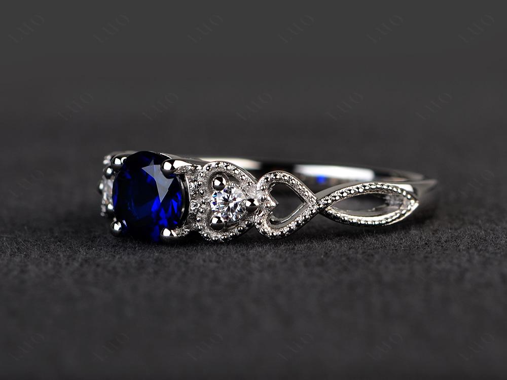 Lab Sapphire Vintage Style Engagement Ring - LUO Jewelry