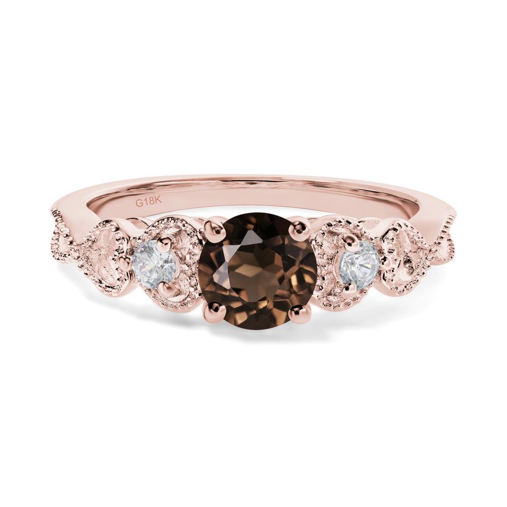 Smoky Quartz Vintage Style Engagement Ring - LUO Jewelry #metal_18k rose gold