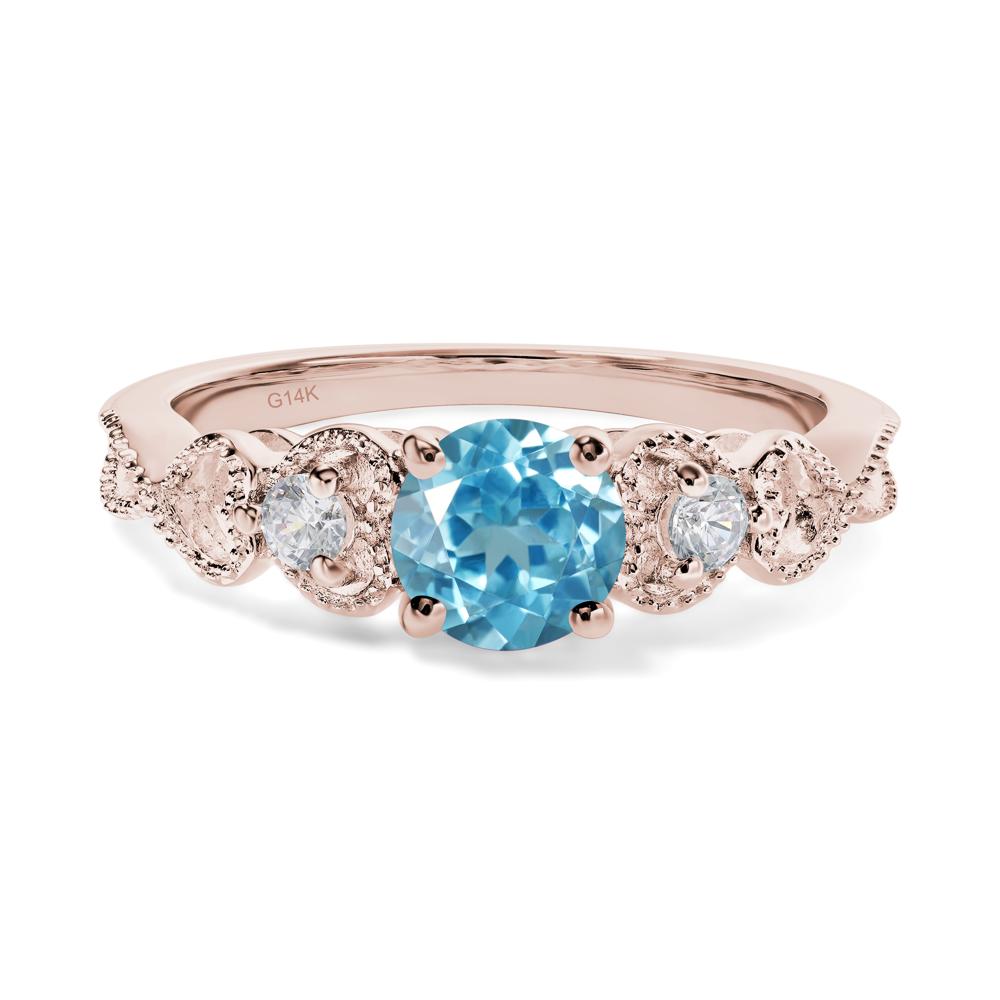 Swiss Blue Topaz Vintage Style Engagement Ring - LUO Jewelry #metal_14k rose gold